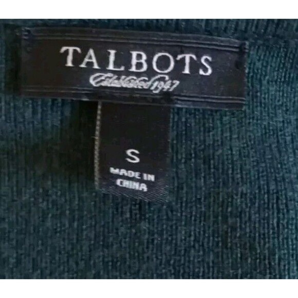 2 Talbots Sweater Size S Ruffle Trim Button Bronze/Green Cotton/Wool Blend - Picture 3 of 14